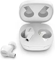 [Belkin] Wireless Earbuds, SoundForm Rise True Wireless Bluetooth 5.2 Earphones with Wireless Charging IPX5 Sweat and Water Resistant with Deep Bass for iPhone, Galaxy, Pixel and More - White