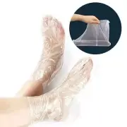 100pcs Disposable Plastic Foot Covers Bags Clear Booties Bath Paraffin Hot~