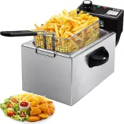 Deep Fryer with Basket, 3.2 Qt Electric Deep Fat Fryer for Home Use, Stainless S