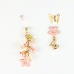 | OSEWAYA 櫻花系列 | 櫻花與蝶 日本製低敏耳環組 櫻花飾品