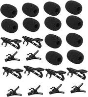 UPKOCH 1 Set Lapel Microphone Holder Kit - With 6pcs Tie Clips 6pcs Wire Clips 12pcs Windscreen Cover For Portable Audio Recording Interview Scenarios
