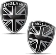 Biomar Labs 2 x 3D Domed Silicone Stickers Decals Car Motorcycle National England UK GB Great Britain United Kingdom Union Jack Silver Black Flag F 151