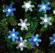 50 LED 10M SNOWFLAKE BLUE&WHITE SOLAR CHRISTMAS PARTY GARDEN LIGHTS