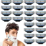 Pack of 24 Professional Razor Blades, Upgrade Men's Razor Blades, Manual Razor Blades with 3 Slots, Razor Blades for Gillette Mach 3, Washable Razor Blades for Father Friend