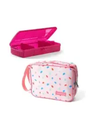 NEW Tupperware Divided Sandwich Keeper Plus & Insulated Lunch Bag Set Pink