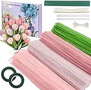 ALINUOYQ 400pcs Pipe Cleaners Flowers Kit, Multi-Color Chenille Stems for Crafts with Flower Stems and Floral Tape, Bulk Fluffy Fuzzy Sticks for DIY Bouquet Kit Colorful Pipecleaners Flower Making Ki