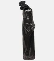 [Nina Ricci] Nina Ricci Sequined one-shoulder gown AU 14 black