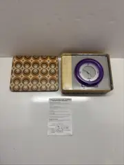 Vintage Emblem Purple Fossil Quartz Desk Alarm Clock Perfect New