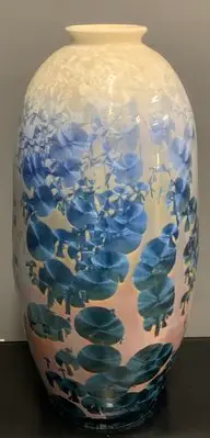 在飛比找Yahoo!奇摩拍賣優惠-A3099 [家之家二手家具]  [青松窯] 結晶釉大花瓶 