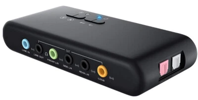 USB Virtual 7.1 Channel Surround Sound With Volume Control Mic Optical In Out