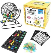 GSE Games & Sports Expert Professional Extra Large Bingo Game Set (3 Colors Bingo Cage Available) (Brass)
