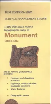 USGS 1:100,000 edition topographic map Monument Oregon
