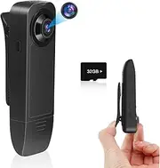 Pudet Luo Bodycam HD 1080P Small Camera with 32GB Memory Card, Mini Camera Without WiFi, Audio Video Recording, Portable Mini Surveillance Camera with Night Vision for Security, Guard