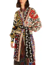 Farm Rio Floral Patchwork Midi Cardigan