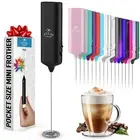 Powerful Milk Frother Wand - Mini & Mighty Handheld Drink Midnight Black