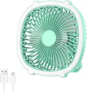 Tinsol Portable Table Fan Rechargeable Battery Powered Ceiling Fan Camping Fan With Led Light 3 Silent Speeds Foldable Hook for Home, Office, Dormitory, Outdoor Activities