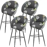 Bar Stools Cover,Short Back Chair Cover, Swivel Chair Slipcovers with Back, Stretch Bar Stool Chair Slipcovers with Round Backs Arms Curved Accent,Counter Bar Stool Cover for Armchair,Kitchen(H8,4PCS)