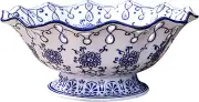 1 PCS Ceramics Fruit Bowl Porcelain Fruit Basket Blue and White Porcelain Creati