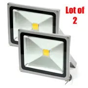 Lot 2 GLW 30w LED Flood Light 100 - 240V Outdoor Lamp IP65 Cool WHITE 3000K SLVR