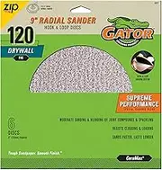 Gator 6422GA Hook and Loop Drywall Sanding Discs Fine 120-Grit Radial Sander, 9 Inch, 6 Discs