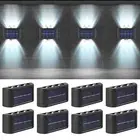 8X SOLAR POWERED UP DOWN DOOR FENCE WALL LIGHTS LED OUTDOOR GARDEN STAIR LAMP
