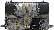 [FENGJINRUHUA] Women's Luxury Leather Designer Snake Print Crossbody Bags,Ladies Evening Clutch Chain Strap Satchel Bag