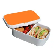 Lunch Box Food Container Snack Picnic Authentic Wood Strap Cutlery Orange