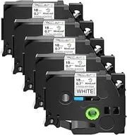 NineLeaf 5 Pack Extra Strength Label Tapes Compatible for Brother TZ-S241 TZe S241 TZeS241 TZS241 Black on White Laminated 18mm 3/4" x 8m 26.2ft for PT-P700 P710BT D400 D600 Label Maker