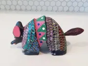 Alebrije - Armadillo - Signed Handmade Oaxacan Wood Carving / Painted Folk Art