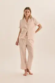 Ladies Gingerlilly PJS Pink Satin Short Shirt & Pants Set Pyjamas Floriana