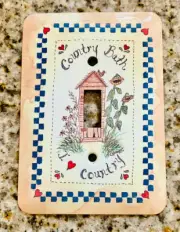 "Country Bath" (Single Switch) Painted Metal Light Switch Cover
