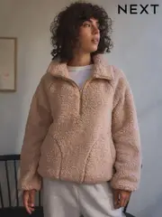 Neutral Borg Half Zip Jacket (B21191) | $24