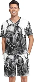 [Joisal] Scary Undead King Mens Pj Short Sleeve With Pockets Mens Loungewear Sets