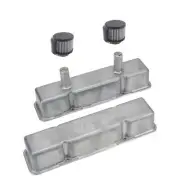 SBC Tall Aluminum Valve Covers & Shielded Breathers, Black