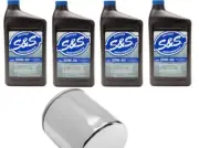 S&S Synthetic Oil Change Kit FLT 1980-1984 4 QT 20w50 Oil & Chrome Filter