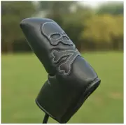 Skull Crossbones Black Magnetic Golf Blade Putter Head Cover Brand New