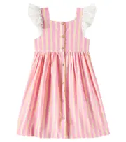 [Louise Misha] Louise Misha Moonie striped cotton and linen dress Y 6 pink
