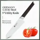 Utility Knife Stainless Steel Wood Handle Chef Paring Slicing Fruit Cut Chop 5"