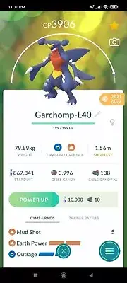 Pokemon Garchomp LV40 Unlock 3Moves (Earth Power) PVP - TRA'DE GO - Description