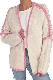 [Bnigung] Women's Fall Cardigan Sweater Casual Colorblocking Chunky Knit Cardigan