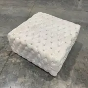 Chesterfield Footstool White Velvet Tufted fabric Crystal Buttons