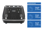 DeLonghi Distinta Moments 4 Slice Toaster - Black