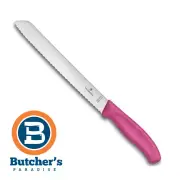 Victorinox Swiss Fibrox Slicing Ergonomic Pink Handle Knife 21cm Bread Blade