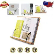 Luxurious 19.68 x 14 Inch Bamboo Cookbook and Book Stand with Adjustable Angles