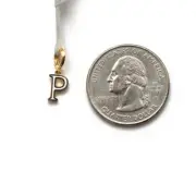 New DAVID YURMAN 8mm Petite Gold & Enamel P Initial Pendant Charm Enhancer