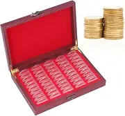 50 Pieces 30mm Coin Capsules with Vintage Wooden Storage Organizer Box and Foam Gasket,Coin Collector Organizer Coin Display Commemorative Case