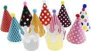 Auto-plaza 11pcs Pet Birthday Party Cone Paper Hats with Colorful Patterns for Pets Dogs Cats, baby children