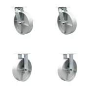 8 Inch Semi Steel Caster Set with Ball Bearings 2 Swivel 2 Rigid Service Caster
