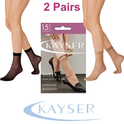 Kayser 2 Pack Sheer Anklets 15 Denier Womens Pantyhose Stockings Socks H10203