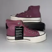 New! Converse All Star Platform High Tops Leather wms- Shadowberry -7US-572229C